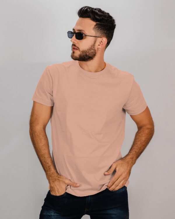 Men's Peach Plain T-Shirt