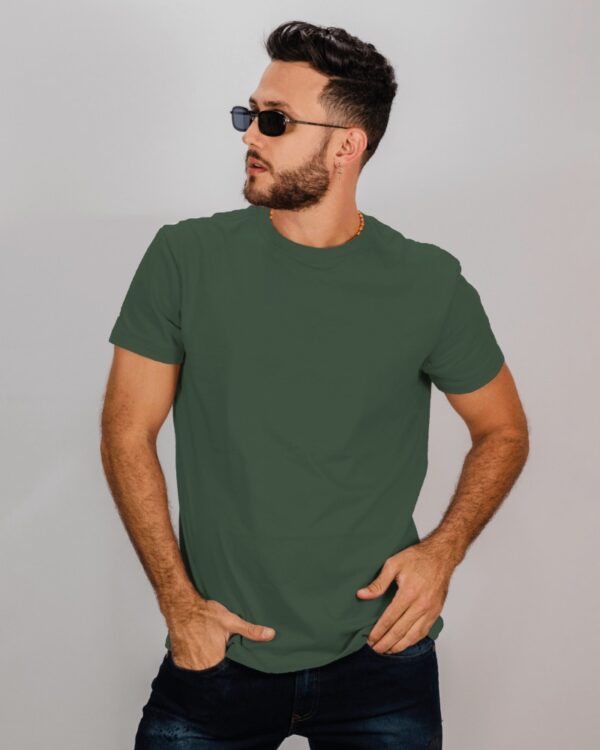 Men's Olive Green Plain T-Shirt