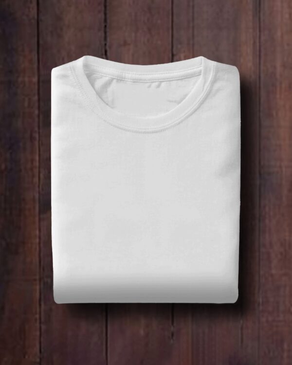 Men's White Plain T-Shirt - Image 4