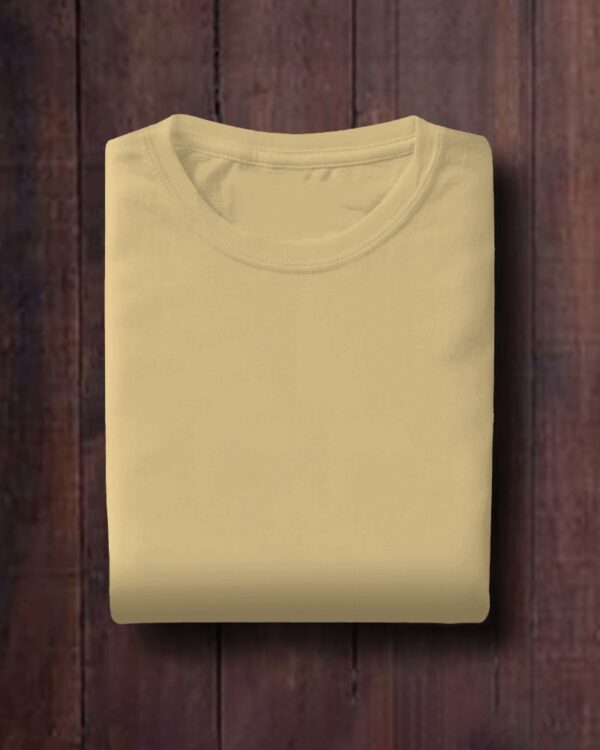 Men's Beige Plain T-Shirt - Image 3