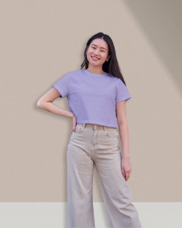 Women's Plain Lavender Crop Top - Image 3