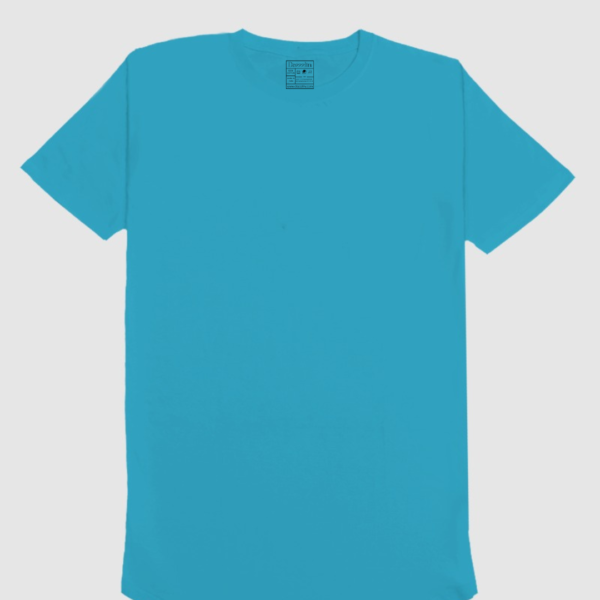 Men's Aqua Blue Plain T-Shirt - Image 4