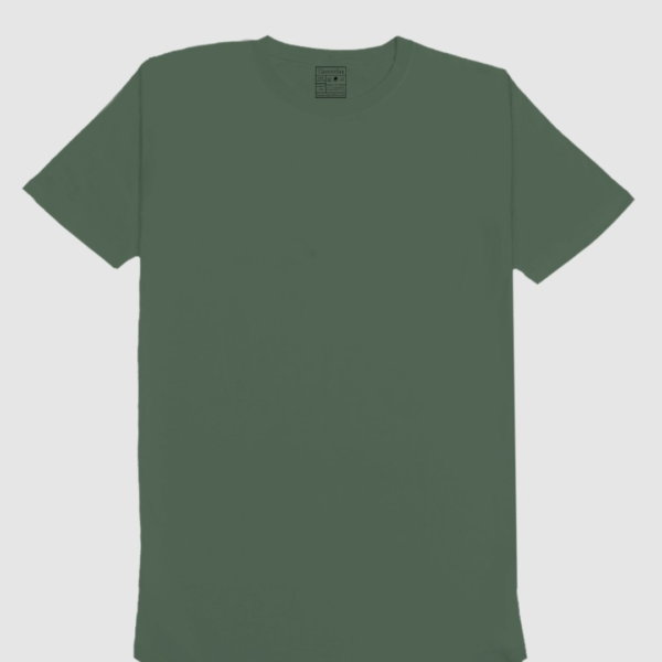 Men's Olive Green Plain T-Shirt - Image 4