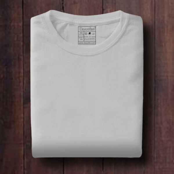 Men's Grey Mellange Plain T-Shirt - Image 3