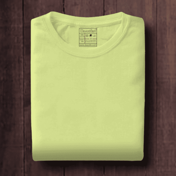 Men's Lemon Yellow Plain T-Shirt - Image 3
