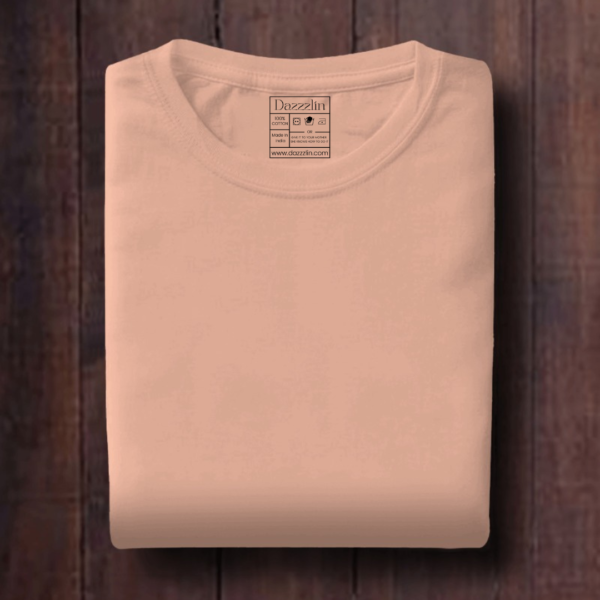 Men's Peach Plain T-Shirt - Image 3