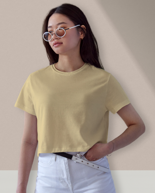 Women’s Plain Beige Crop Top - Image 2