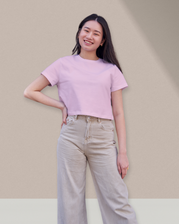 Women's Plain Light Pink Crop Top - Image 3