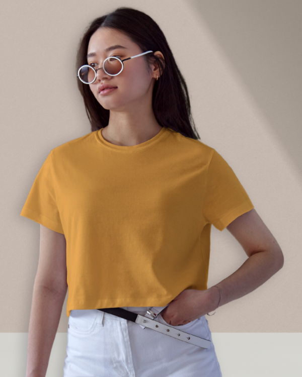 Women’s Plain Yellow Crop Top - Image 2