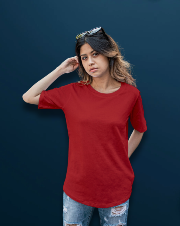 Women's Oversized Maroon Plain Tshirt