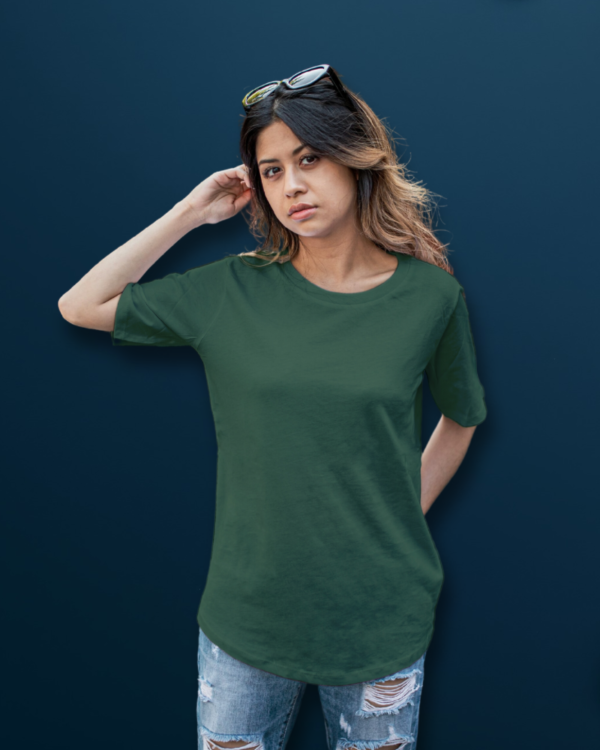 Women's Oversized Olive Green Plain Tshirt