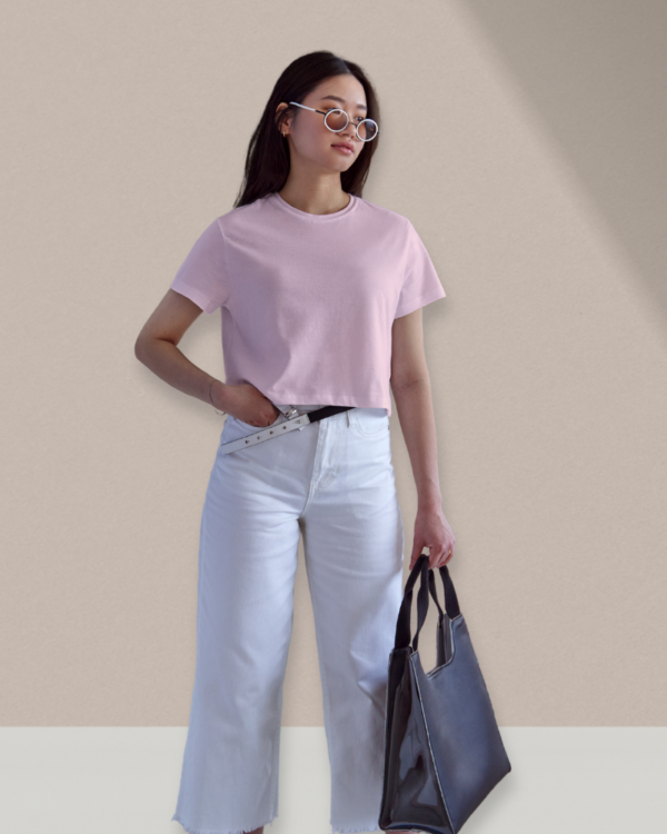 Women's Plain Light Pink Crop Top