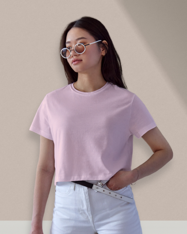 Women's Plain Light Pink Crop Top - Image 2