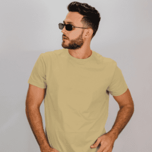 Men's Beige Plain T-Shirt