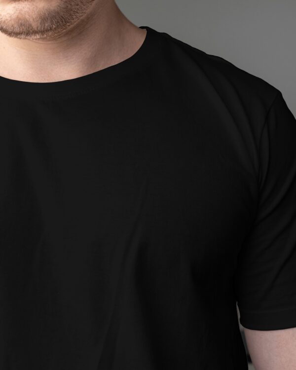 Men's Black Plain Oversized T-shirt - Image 3