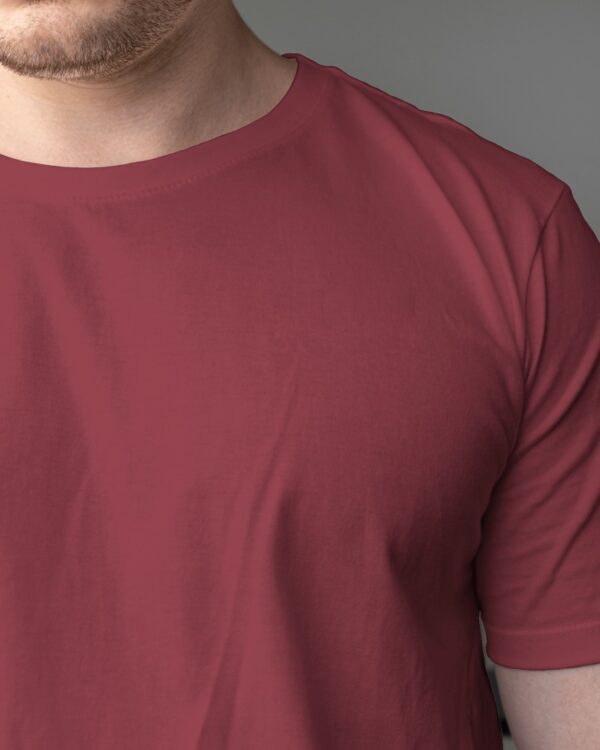 Men's Maroon Plain Oversized T-shirt - Image 3