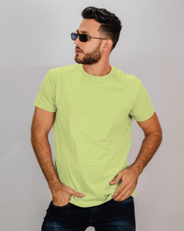 Men's Lemon Yellow Plain T-Shirt