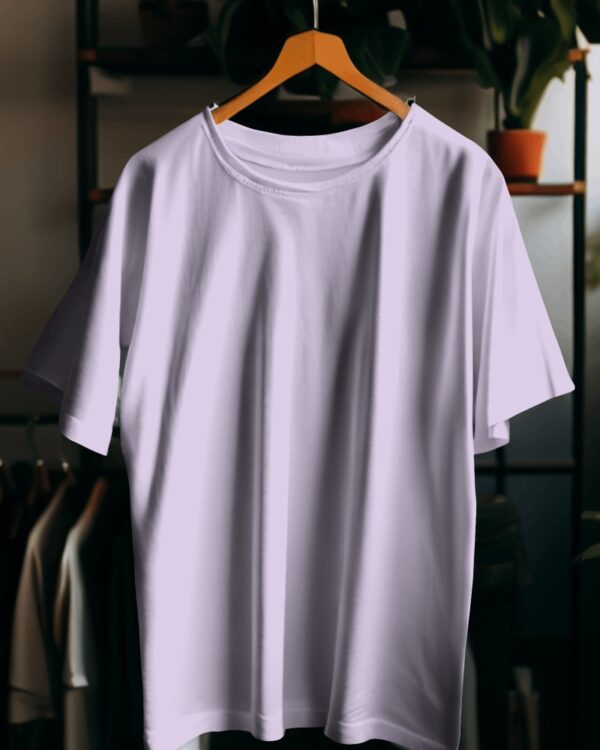 Men's Lavender Plain Oversized T-shirt - Image 4