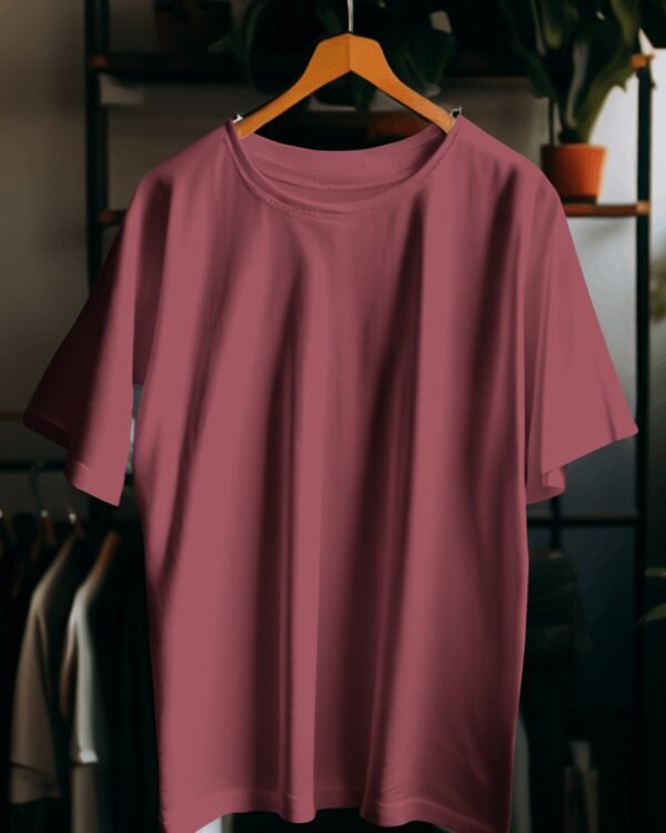 Men's Maroon Plain Oversized T-shirt - Image 4