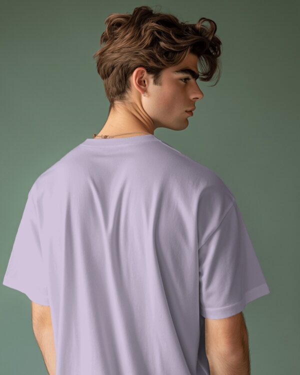 Men's Lavender Plain Oversized T-shirt - Image 2