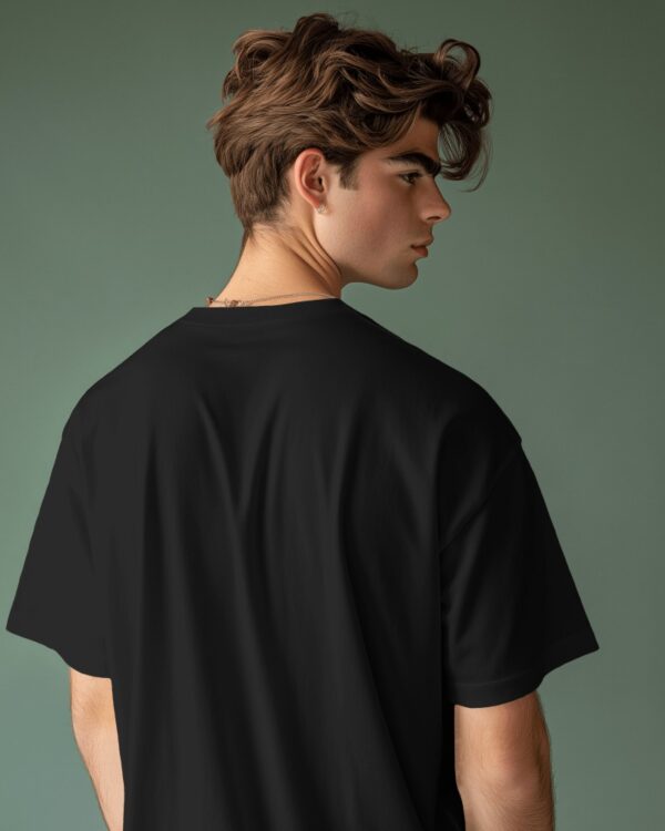 Men's Black Plain Oversized T-shirt - Image 2