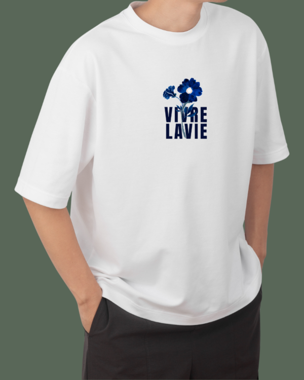 Men's Oversized Vivre Lavie White T-shirt - Image 2