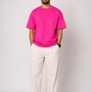 Fuchsia Pink Plain Oversized T-shirt