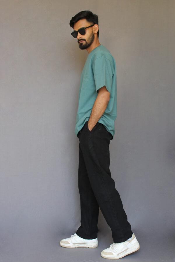 Blue Sapphire Plain Oversized T-shirt - Image 2