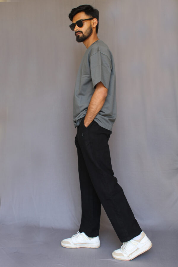 Steel Grey Plain Oversized T-shirt - Image 2