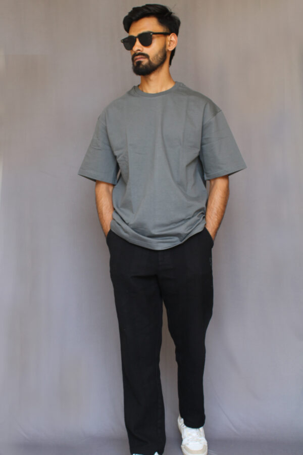Steel Grey Plain Oversized T-shirt