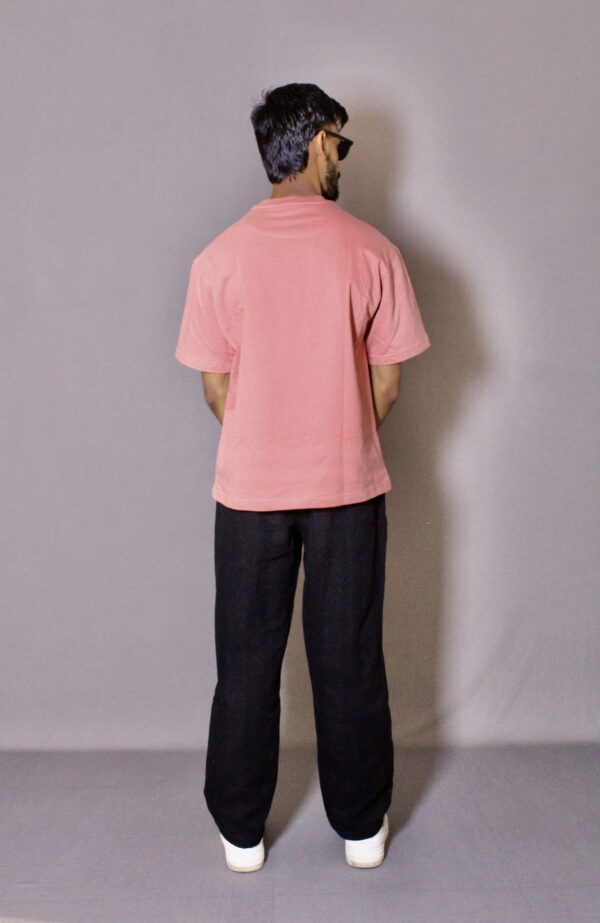 Dusty Pink Plain Oversized T-shirt - Image 3