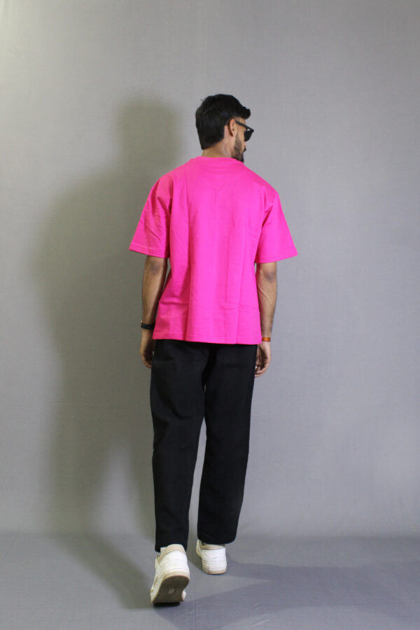 Fuchsia Pink Plain Oversized T-shirt - Image 3