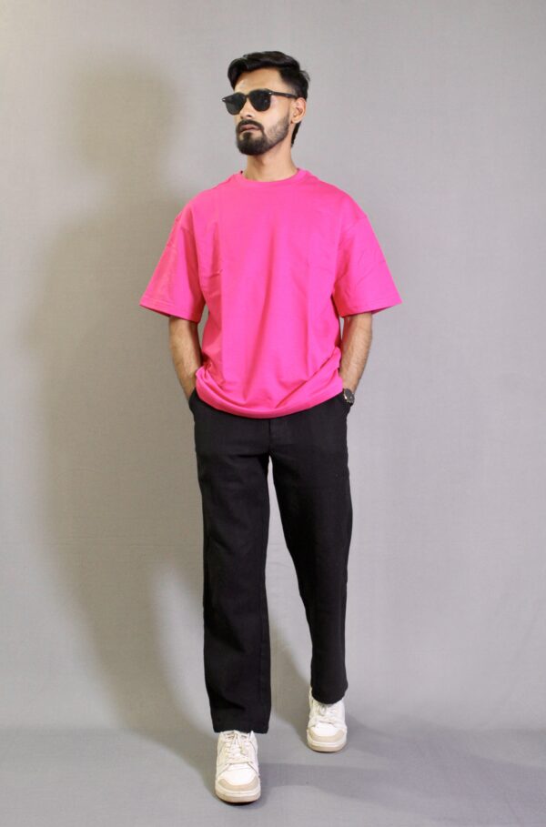 Fuchsia Pink Plain Oversized T-shirt