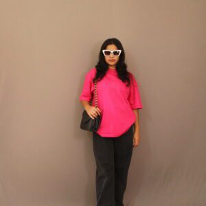 Fuchsia Pink Plain Oversized T-shirt