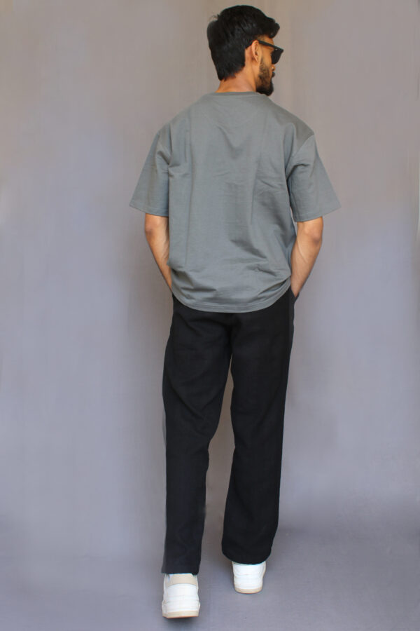 Steel Grey Plain Oversized T-shirt - Image 3