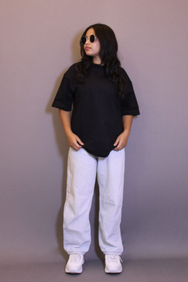 Black Plain Oversized T-shirt - Image 3