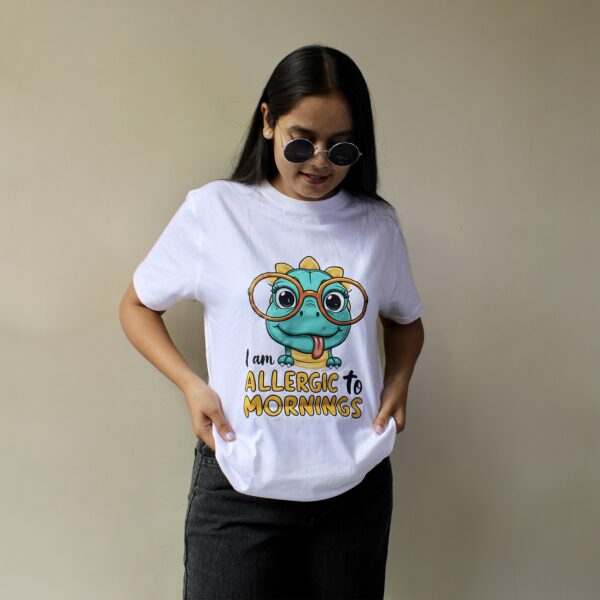 Allergic to Morning - Printed T-shirt - Image 2