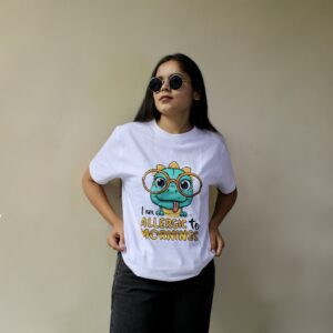 Allergic to Morning - Printed T-shirt