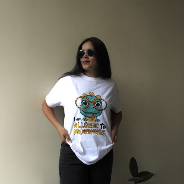 Allergic to Morning - Printed T-shirt - Image 3