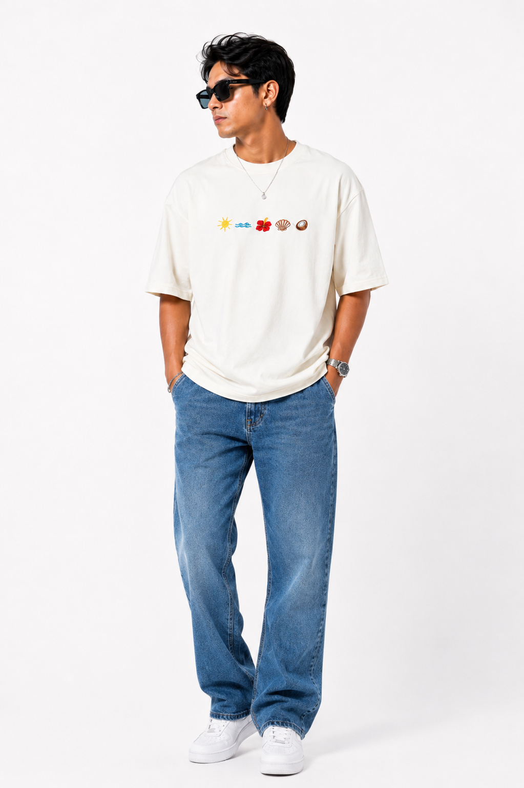 seashell embroided tshirt