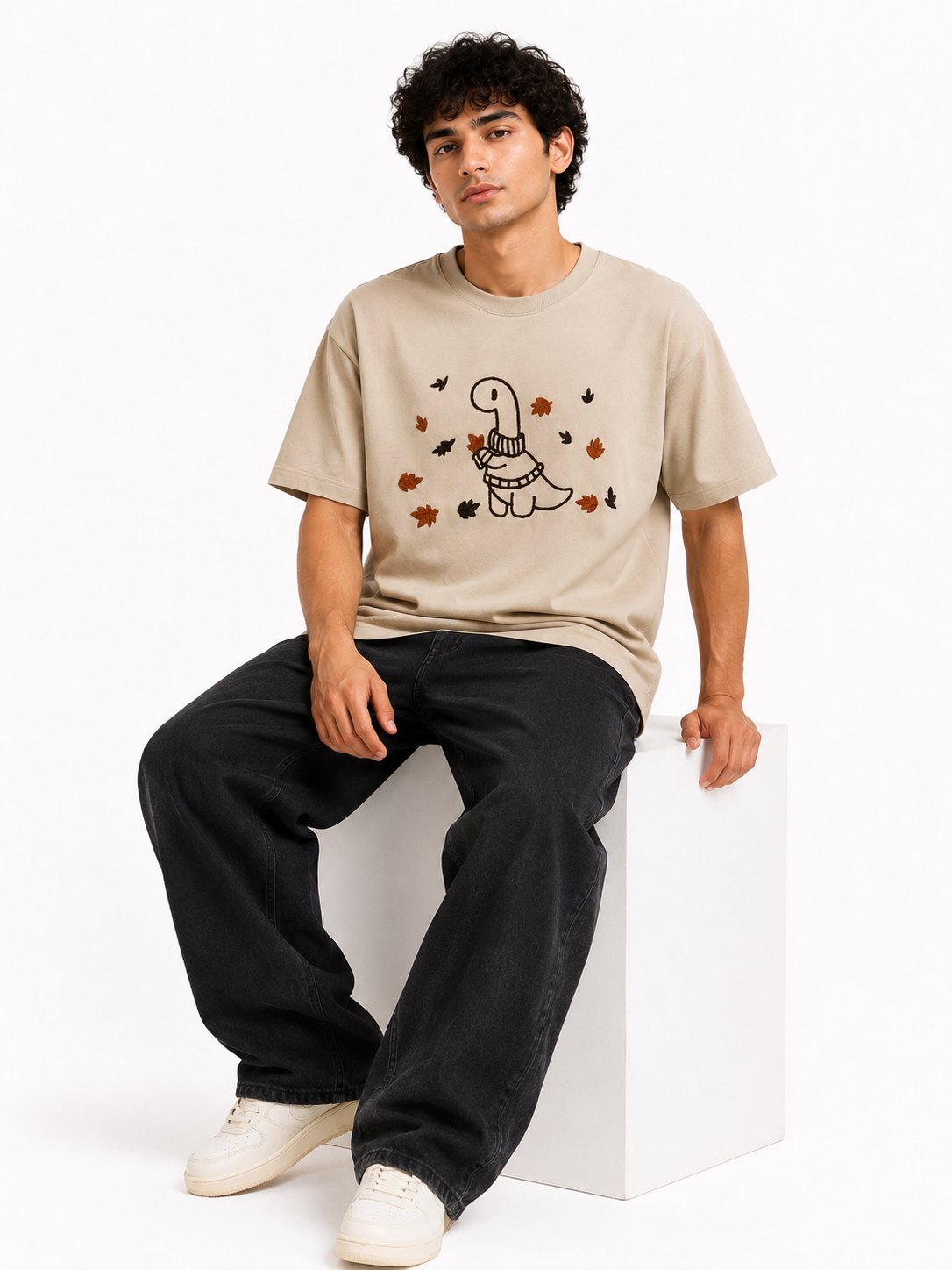 Cozy Dino Embroidered T-shirt - Image 2