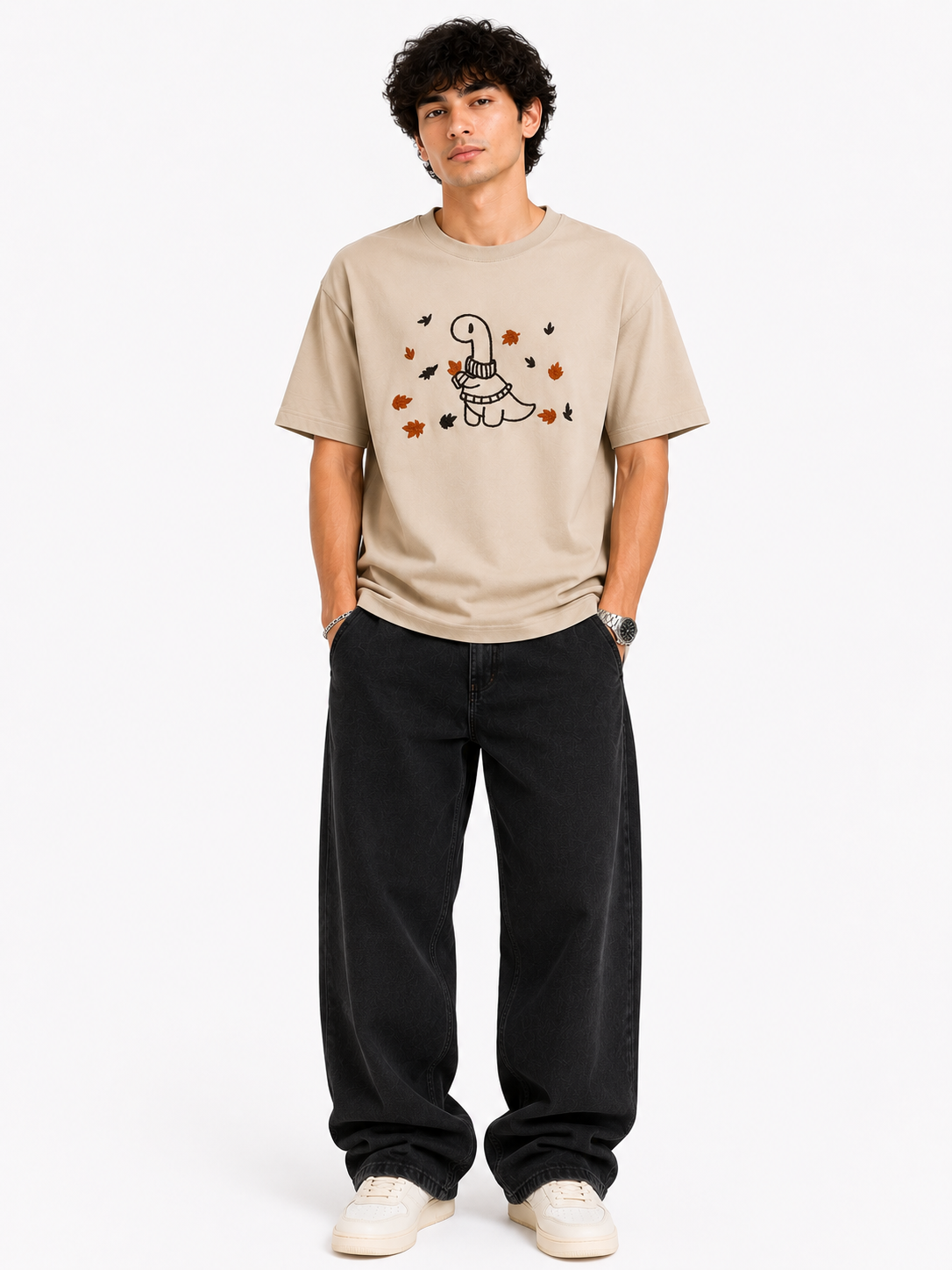 Cozy Dino Embroidered T-shirt