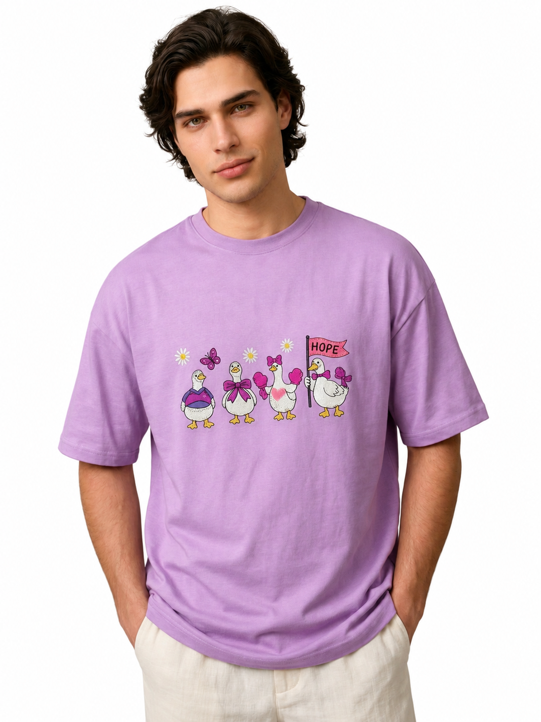 Hope Ducks Embroidery T-shirt