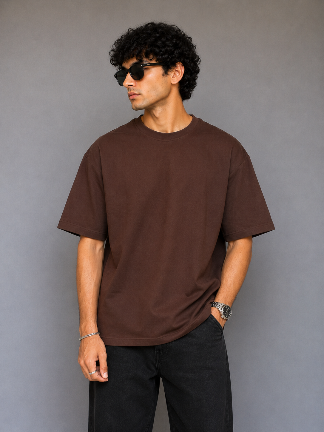 Coffee Plain Oversized T-shirt - Image 2