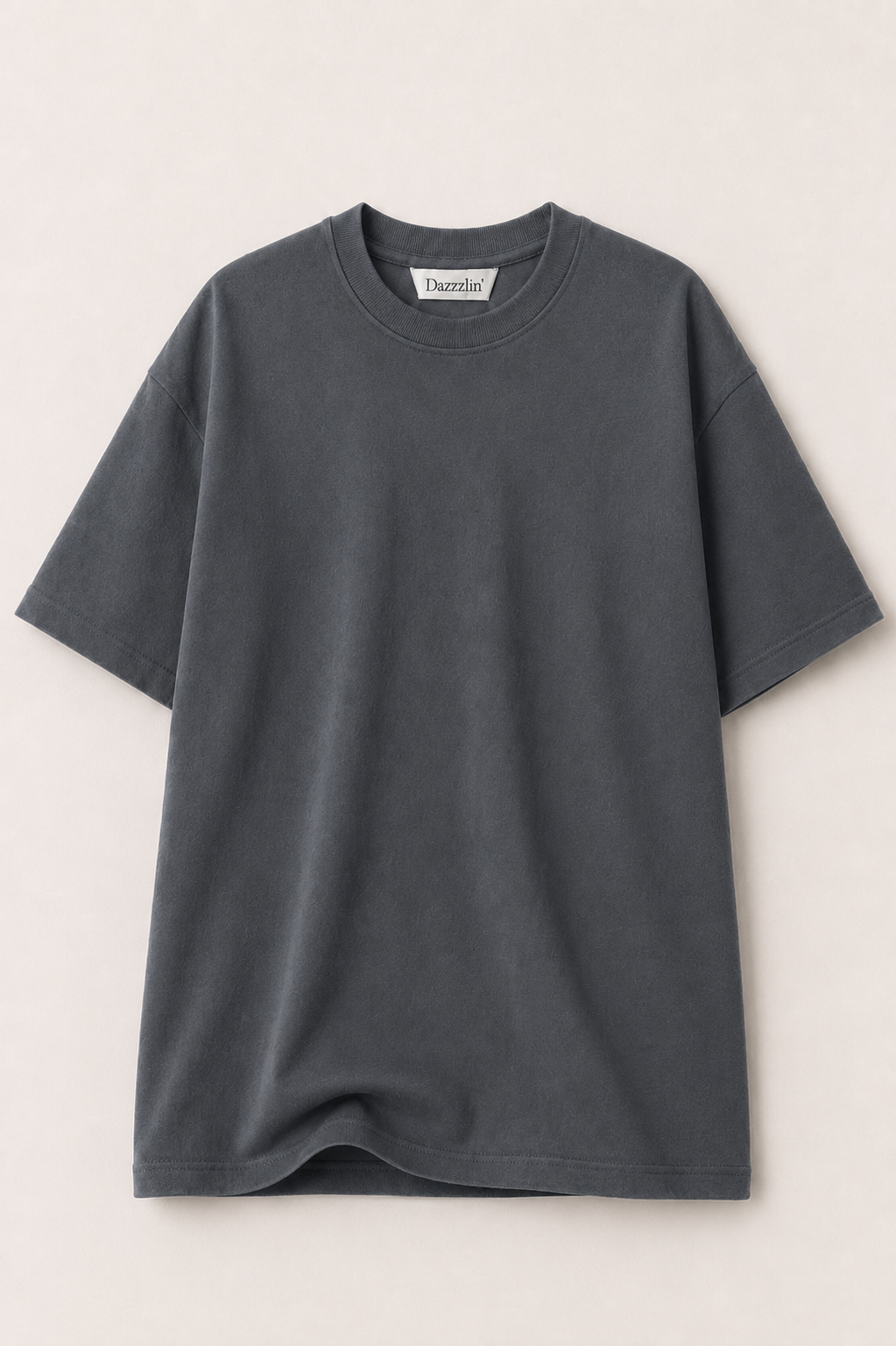 Steel Grey Plain Oversized T-shirt - Image 5